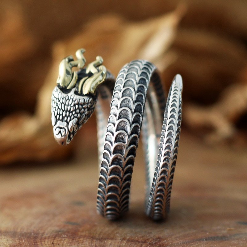 Vintage Vintage Men's Niche Adjustable Ring With An Open Mouth