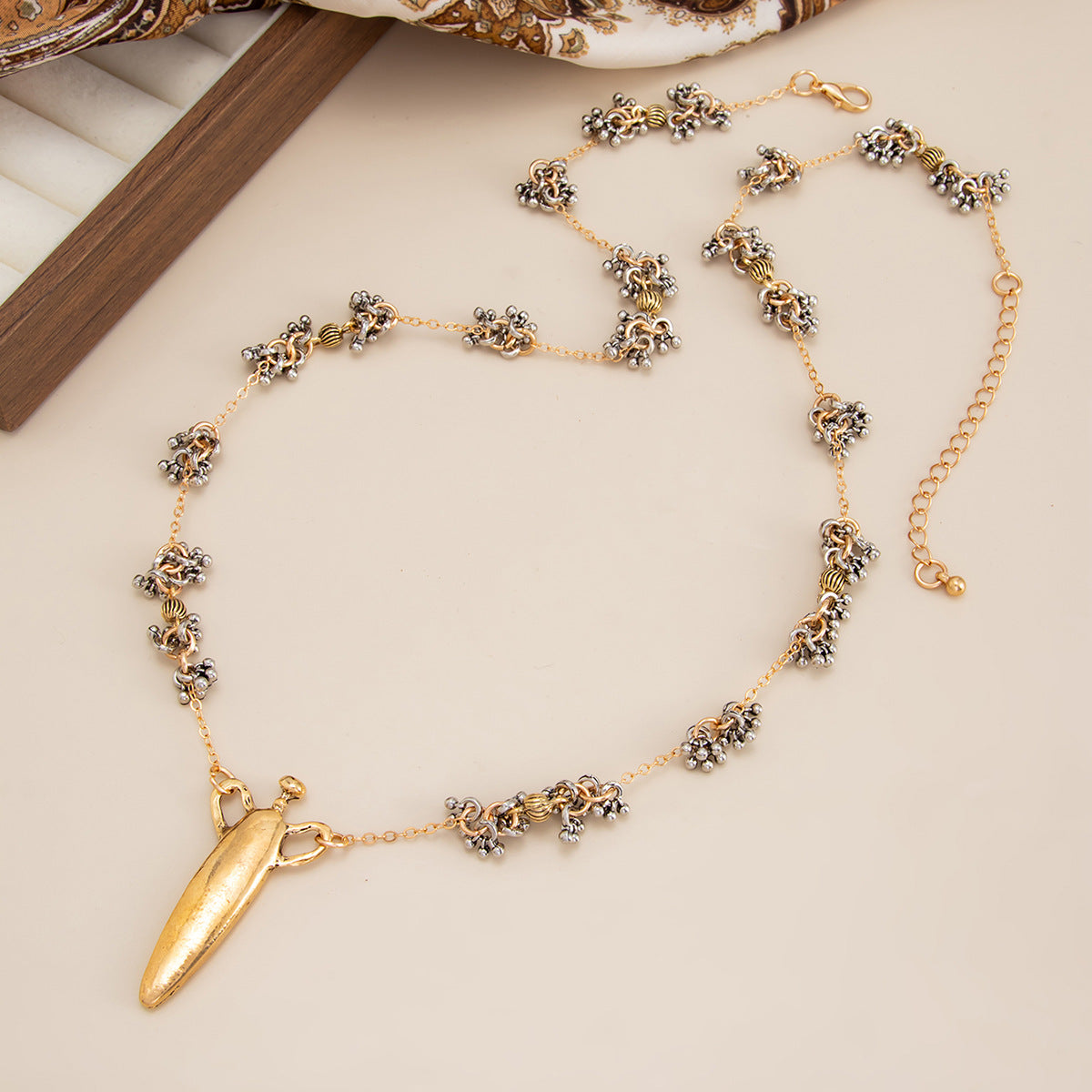 Hip-hop Personality Geometric Teardrop Pendant Necklace