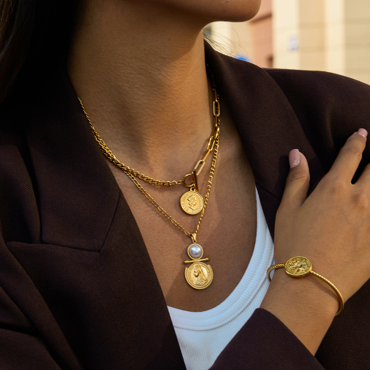Elegant Understated Design With A Classic 18K Gold Stainless Steel Necklace