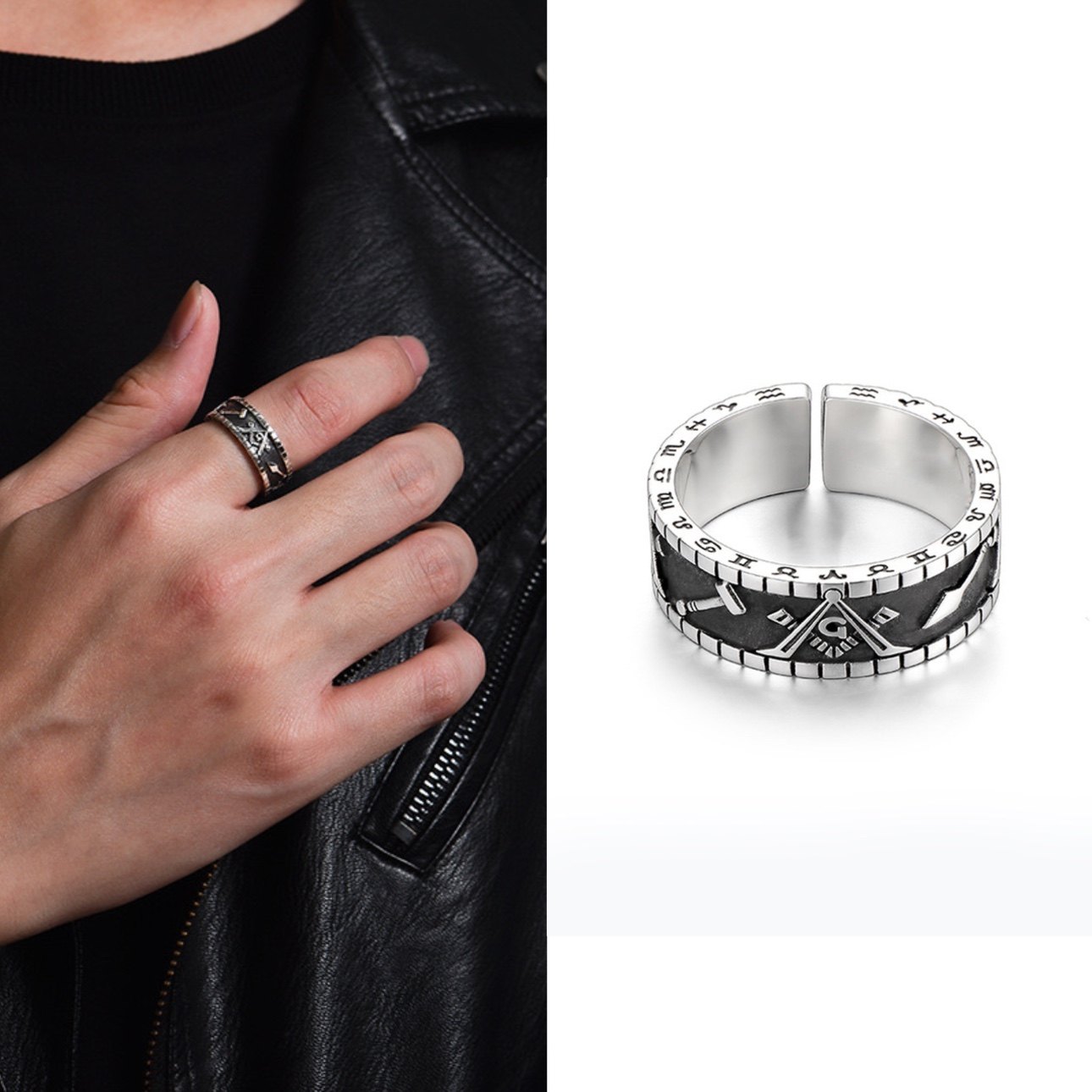 Vintage Vintage Men's Niche Adjustable Ring With An Open Mouth