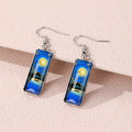 Womens Starry Night Time Gem Glass Earrings