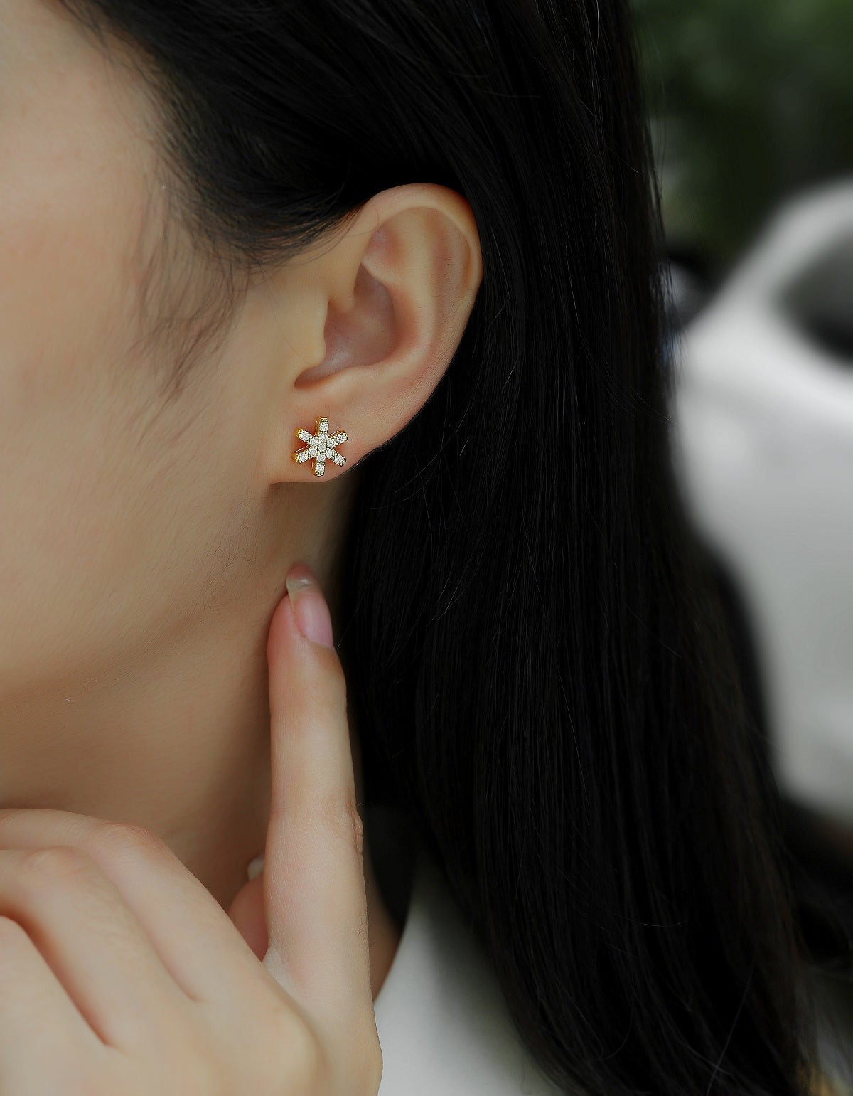 Frost Feather - Premium Moissanite Luxury Fashion Light Luxury Jewelry Stud Earrings S925 Silver Electroplated Gold