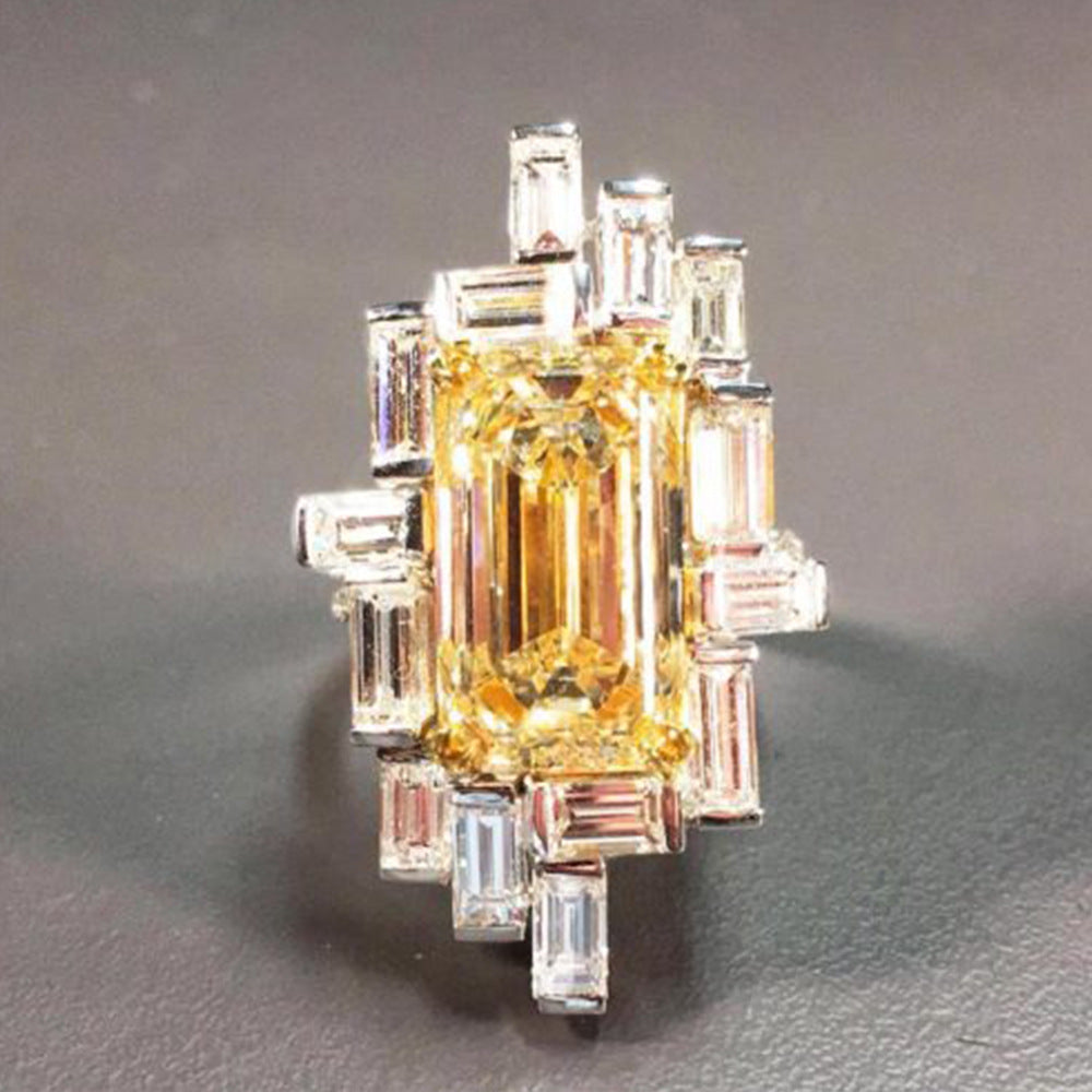 Irregular T-shaped Cubic Zirconia Ring