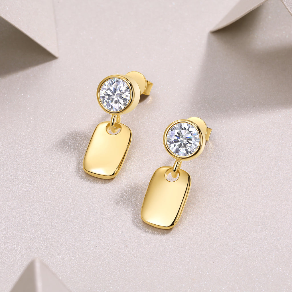 Geometric Starlight - Premium Moissanite Luxury Fashion Light Luxury Jewelry Silver Stud Earrings S925 Silver Electroplated Gold