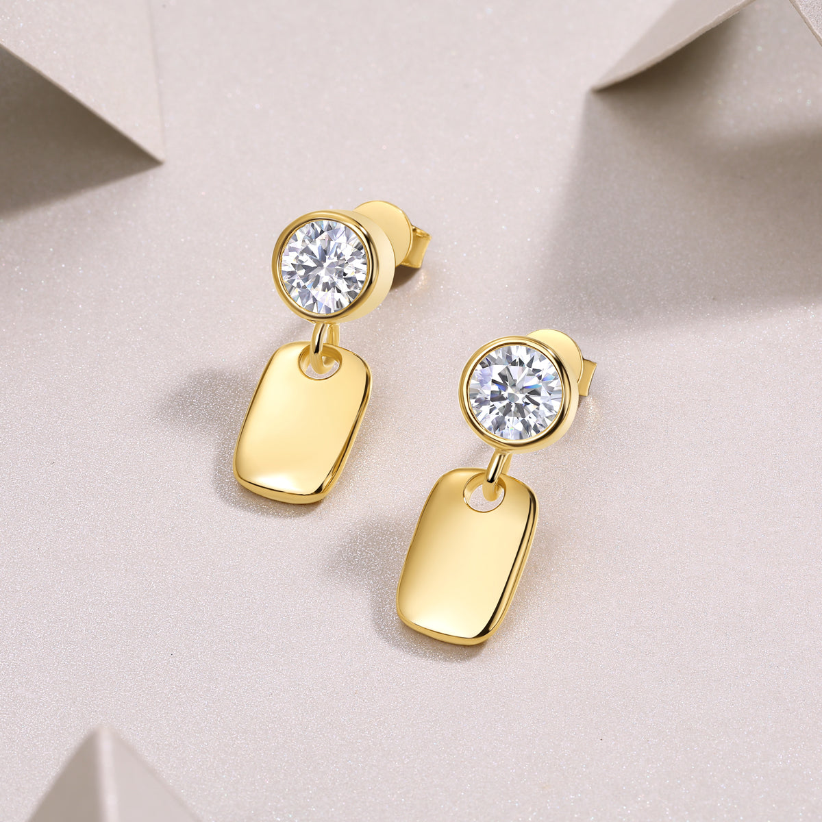 Geometric Starlight - Premium Moissanite Luxury Fashion Light Luxury Jewelry Silver Stud Earrings S925 Silver Electroplated Gold