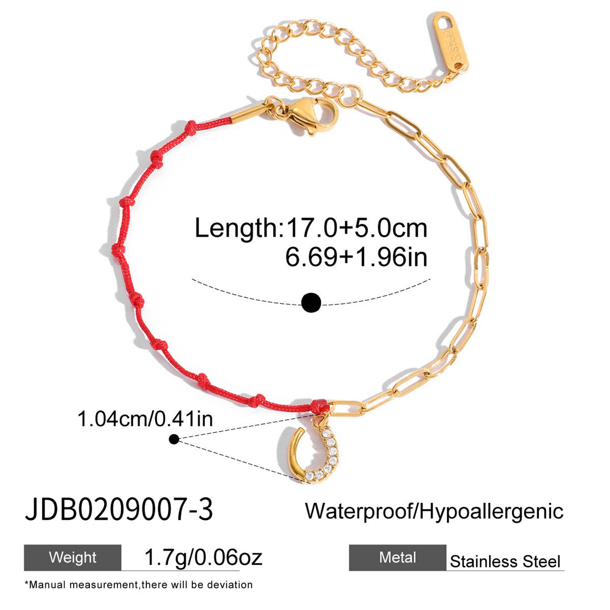 White Rhinestone Red Cord Braceletluxury Understated And Premium