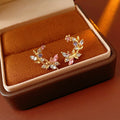 S925 Sterling Silver Stud Earrings For Women Crystal Floral Wreath Earrings Zircon Flower Small Stud Earrings