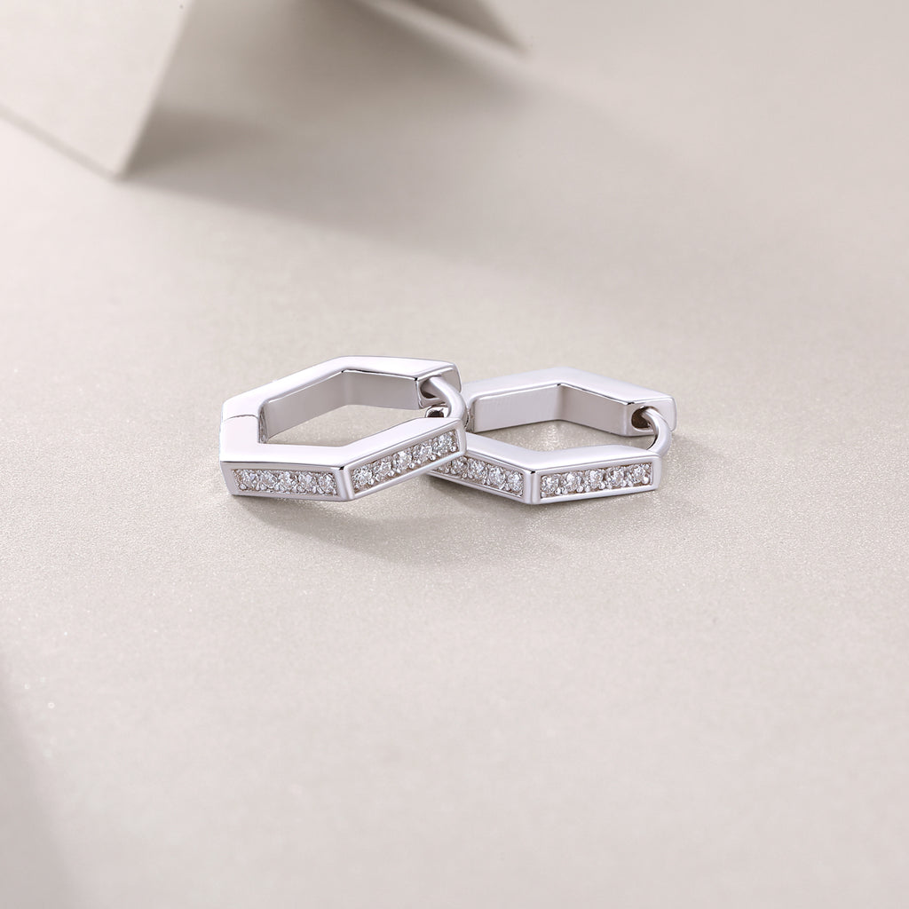 Mood - Earrings Set With Top-quality Moissanite S925 Silver And Platinum-plated Stud Earrings, A Fashionable And Trendy Accessory, Can Be Tested With A Diamond Pen
