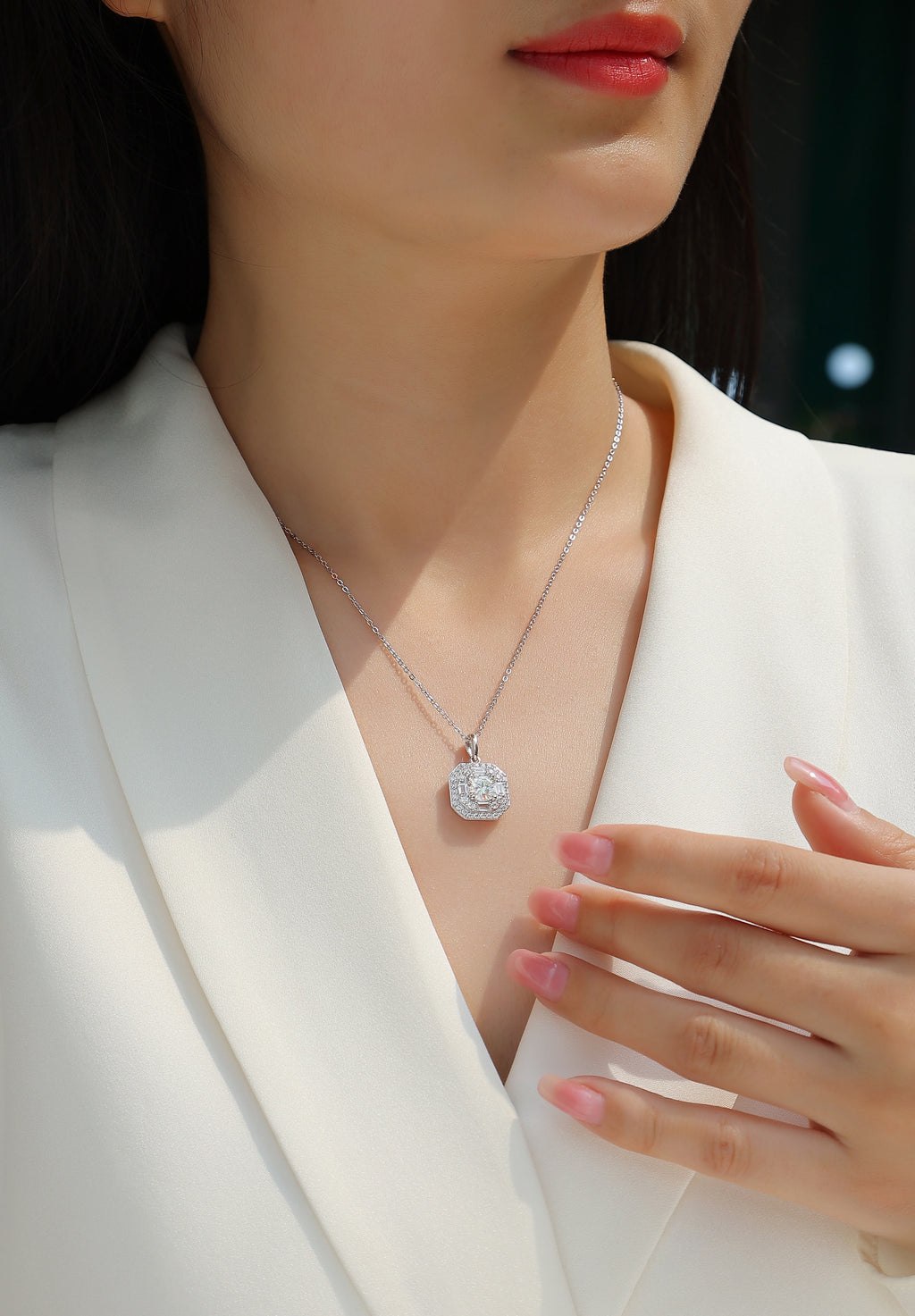 Small Square Bag - Set With Top-quality Moissanite, Fashionable And Light Luxury Jewelry, Silver Pendant Necklace S925, Silver-plated Platinum