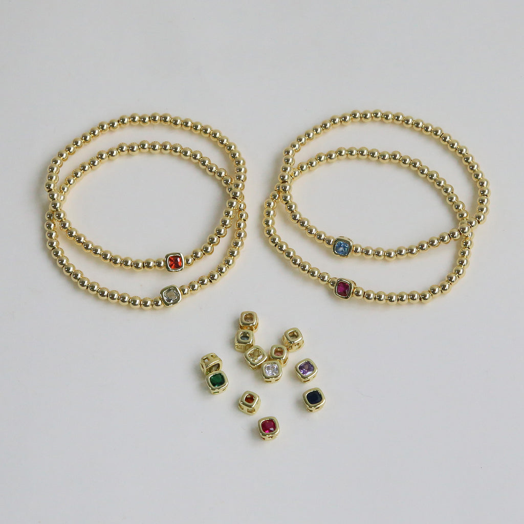 December Square Birthstone Bracelet In Brass