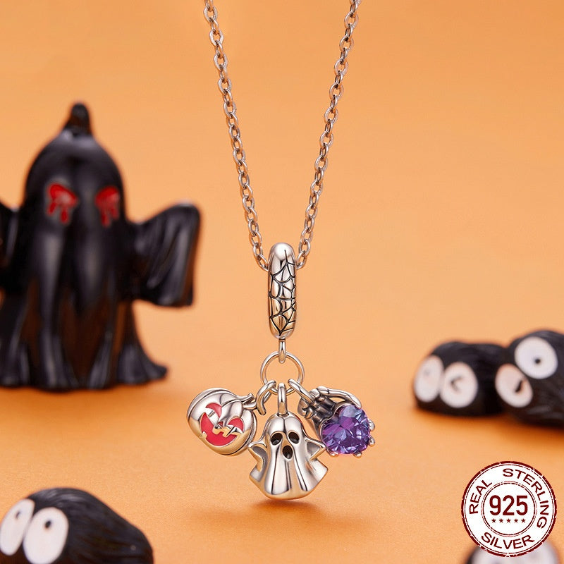 Halloween Ghost Three-in-One Pendant Parts Sterling Silver Beads