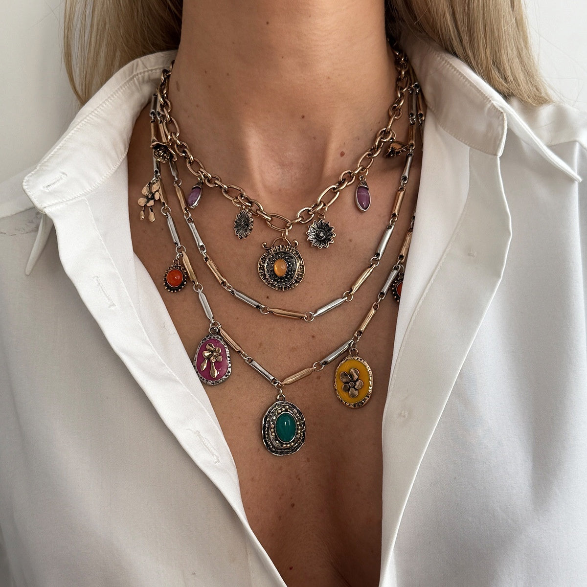 Personalized Ethnic Style Enamel Heart Pendant Necklace And Ring