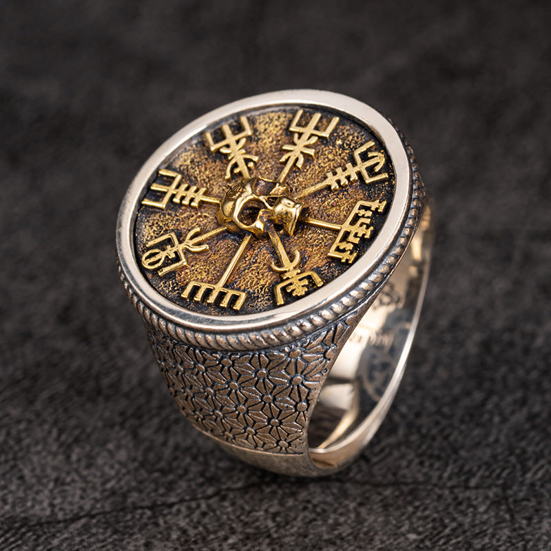Mens Adjustable Silver Ring With Engraved Lettering
