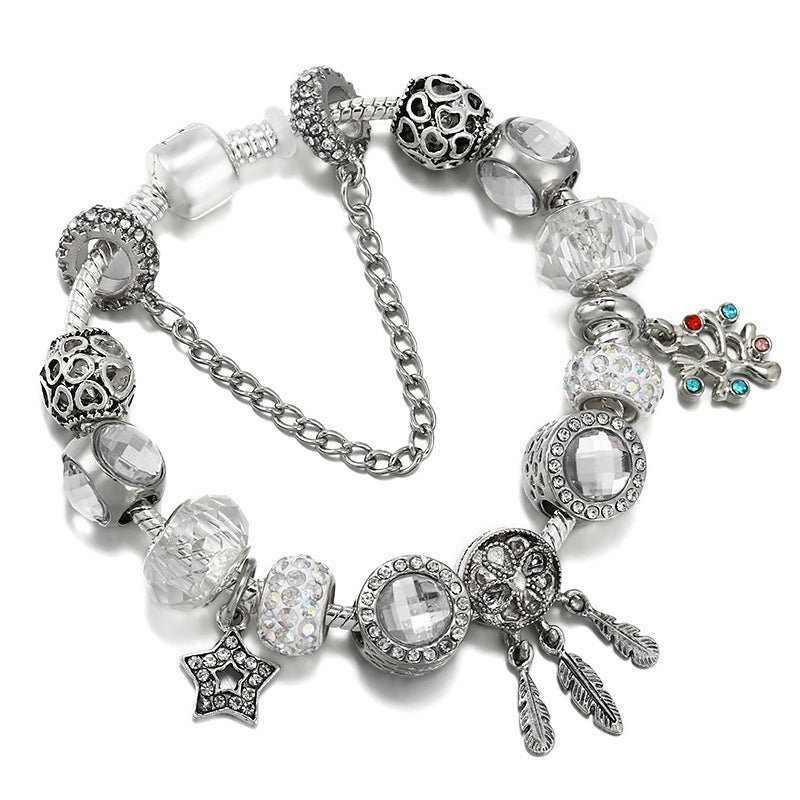 Classic Star And Moon Pendant Bracelet