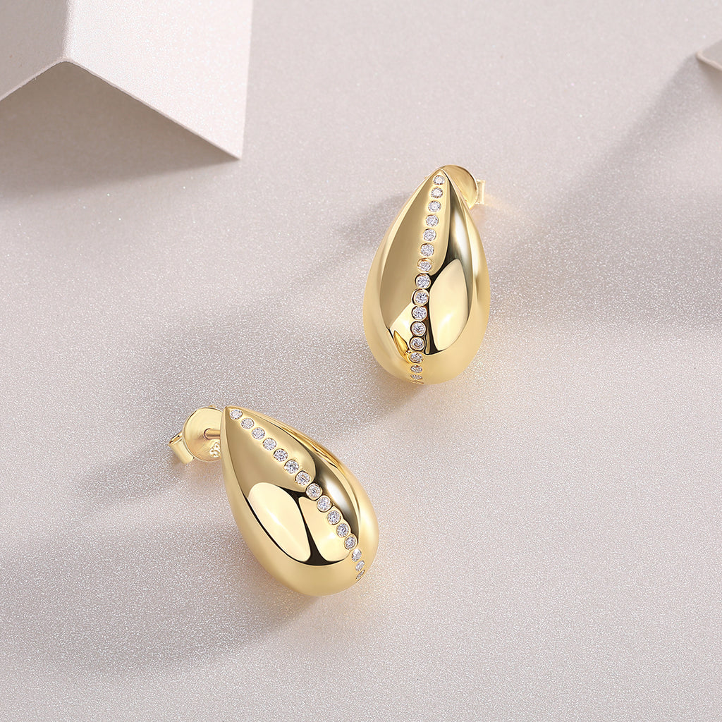 Light And Shadow Water Drop - Premium Moissanite Luxury And Fashionable Light Luxury Jewelry Silver Stud Earrings S925 Silver Electroplated Gold