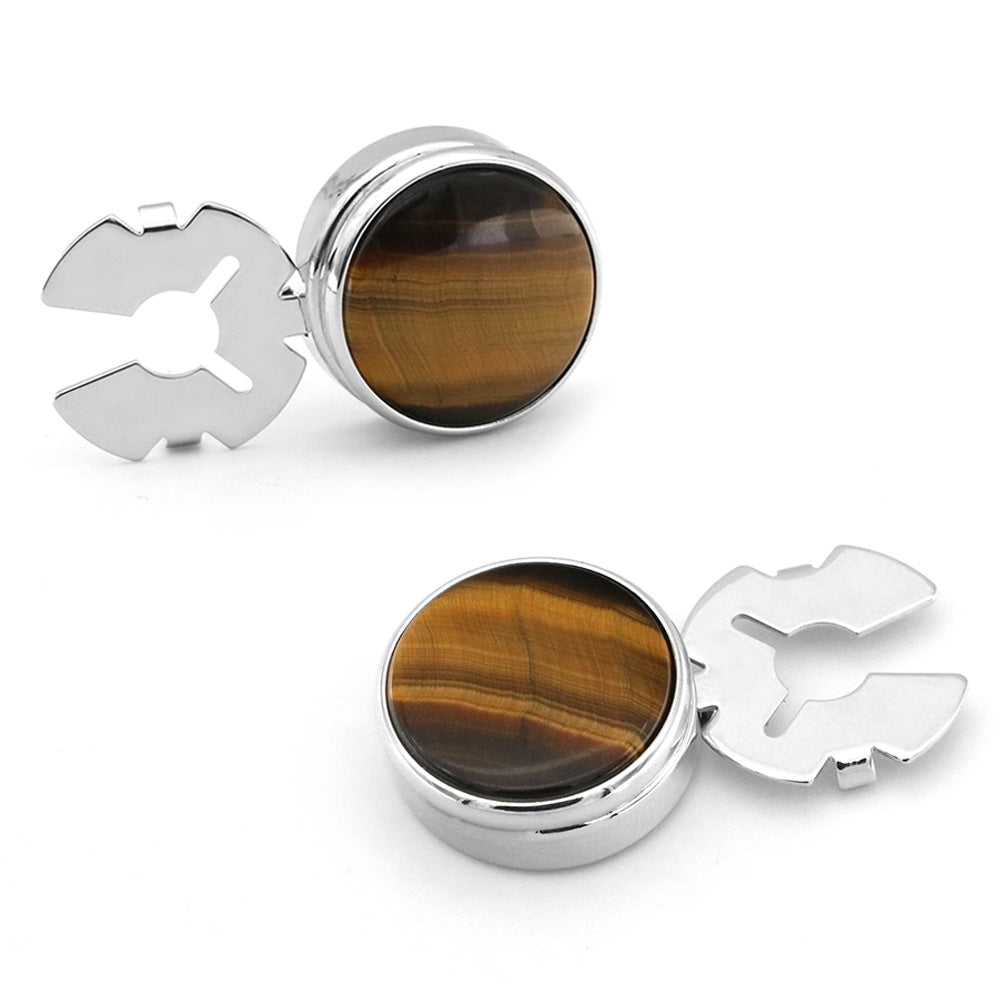 Illegal Button Men's Round Carbon Fiber Cufflink