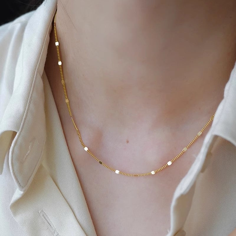 S925 Sterling Silver Necklace With A Minimalist, High-end 18K Gold Finish