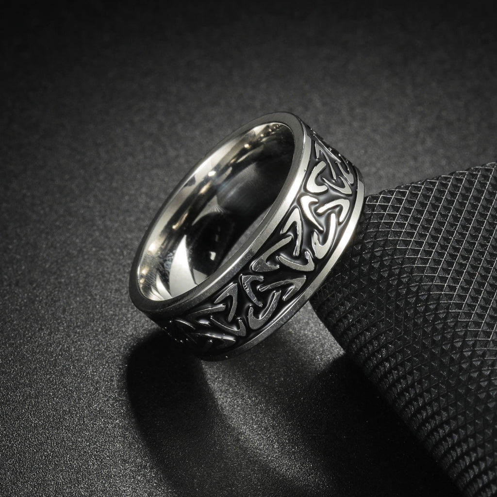 Retro Nordic Viking Evil Eye Great Wall Pattern Titanium Steel Ring