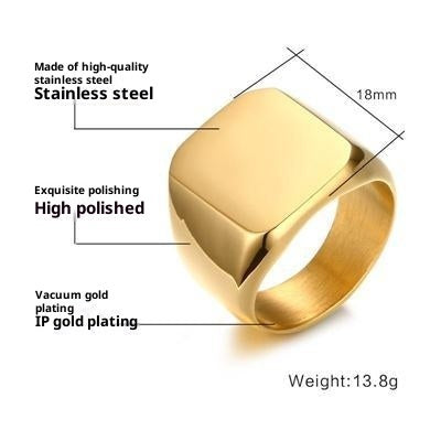 Creative Square Glass Rhinestone Men's Jewelry Ring