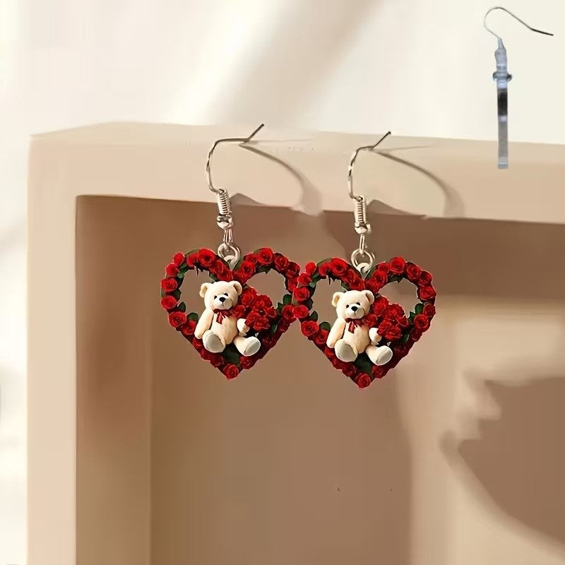 Rose Flower Drop Earrings