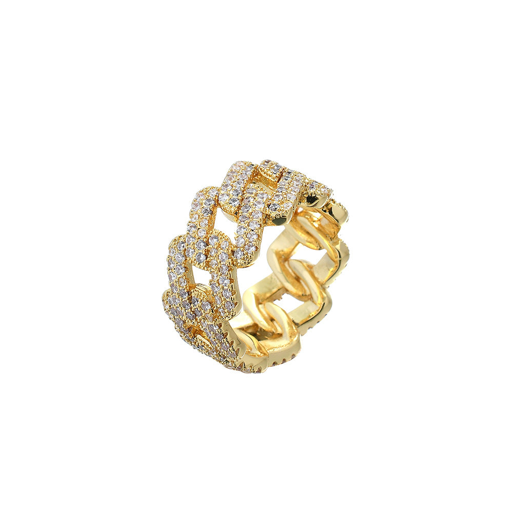 11mm Full-Zirconia Cuban Ring In Zircon