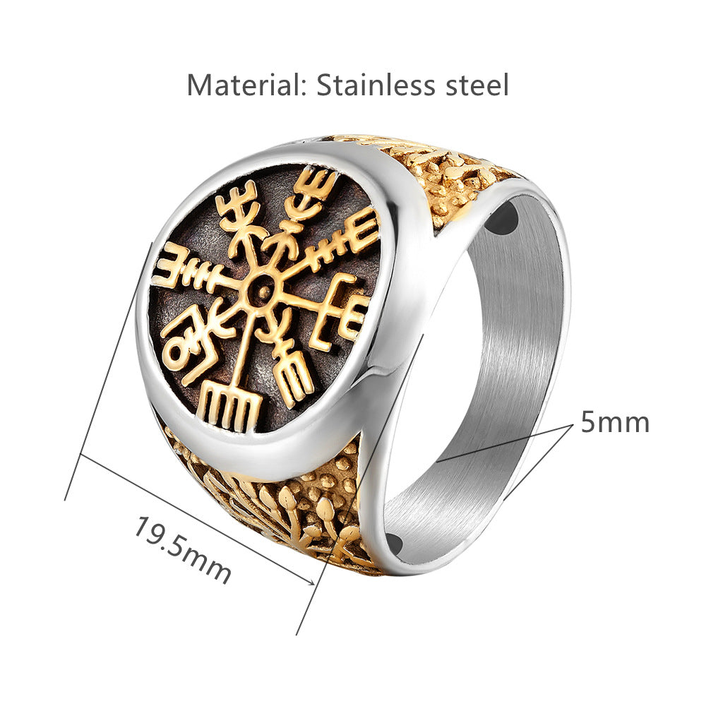 Men's Stainless Steel Ring Mythical Viking Rune Vintage World Tree Design