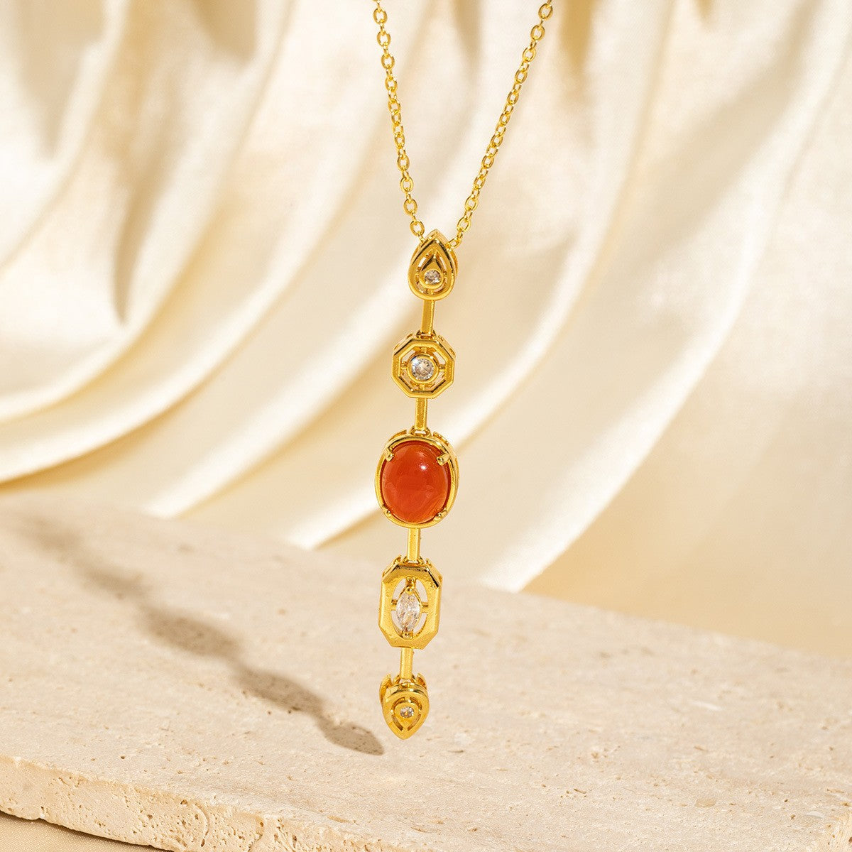 Exquisite Long Necklace With Colorful Zirconia And Elegant Tassels