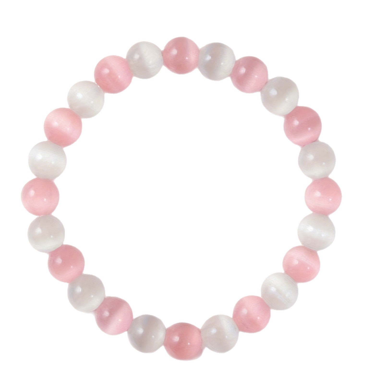 White And Blue Cats-eye Bracelet With Crystals