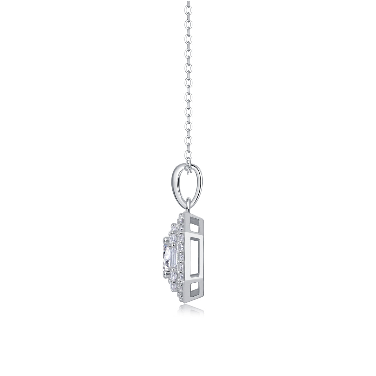 Small Square Bag - Set With Top-quality Moissanite, Fashionable And Light Luxury Jewelry, Silver Pendant Necklace S925, Silver-plated Platinum