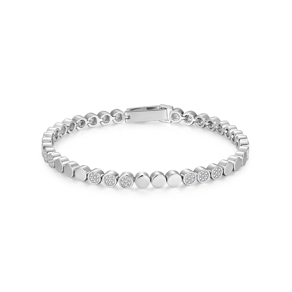 Silver-Plated Gold Round Moissanite Bubble Niche High-End Womens Bracelet