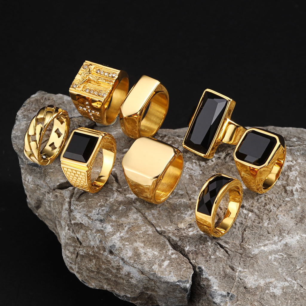 Creative Square Glass Rhinestone Men's Jewelry Ring