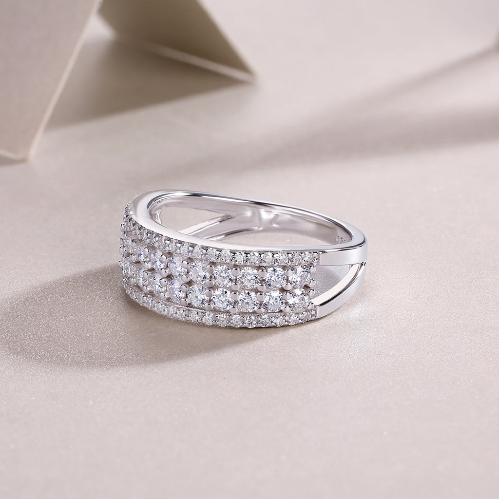 A Turn Of Luck - A Wedding Ring Set With Top-quality Moissanite S925 Silver And Platinum-plated Diamond Can Be Tested With A Diamond Pen