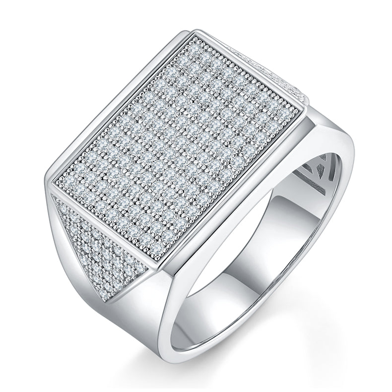 Men's Luxury And Fashionable Light Luxury Jewelry Silver Ring S925 Silver-plated Platinum Set With Top-quality Moissanite