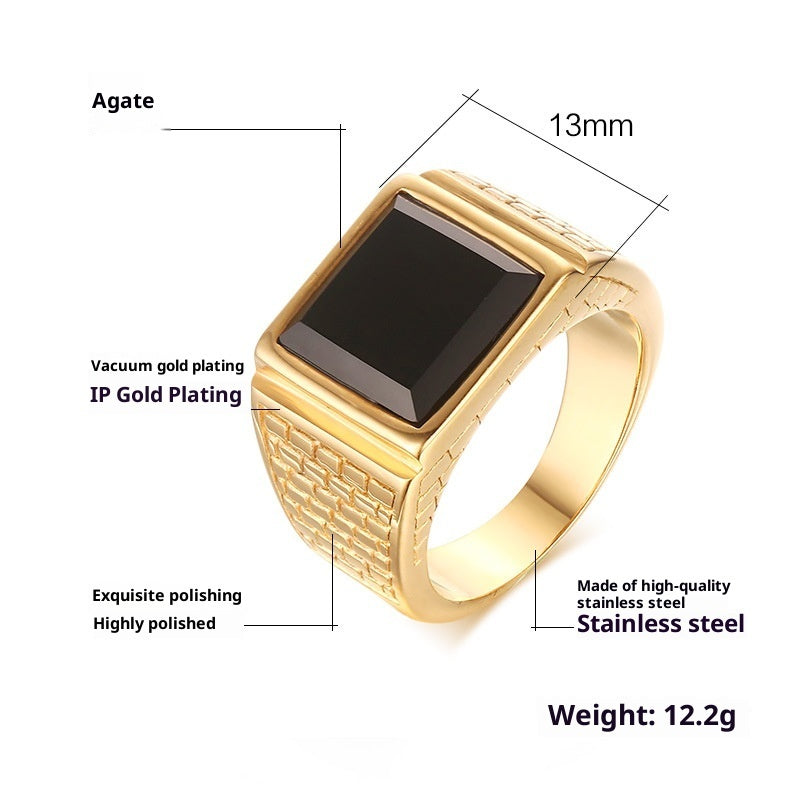 Creative Square Glass Rhinestone Men's Jewelry Ring