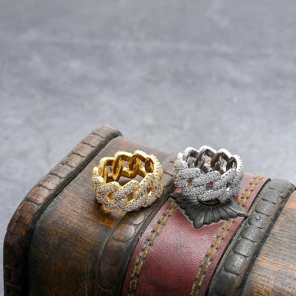 11mm Full-Zirconia Cuban Ring In Zircon