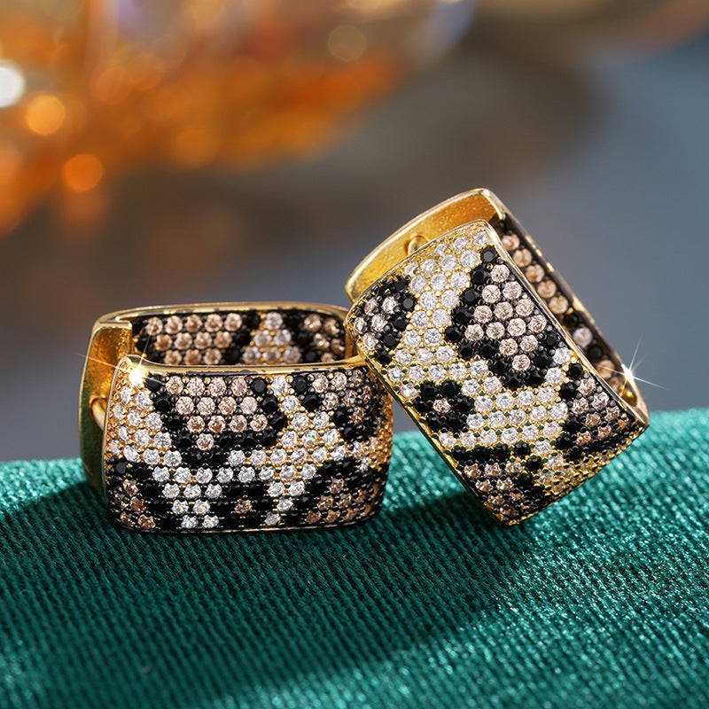 Leopard-print Earrings With Dual-tone Plated Ear Clips
