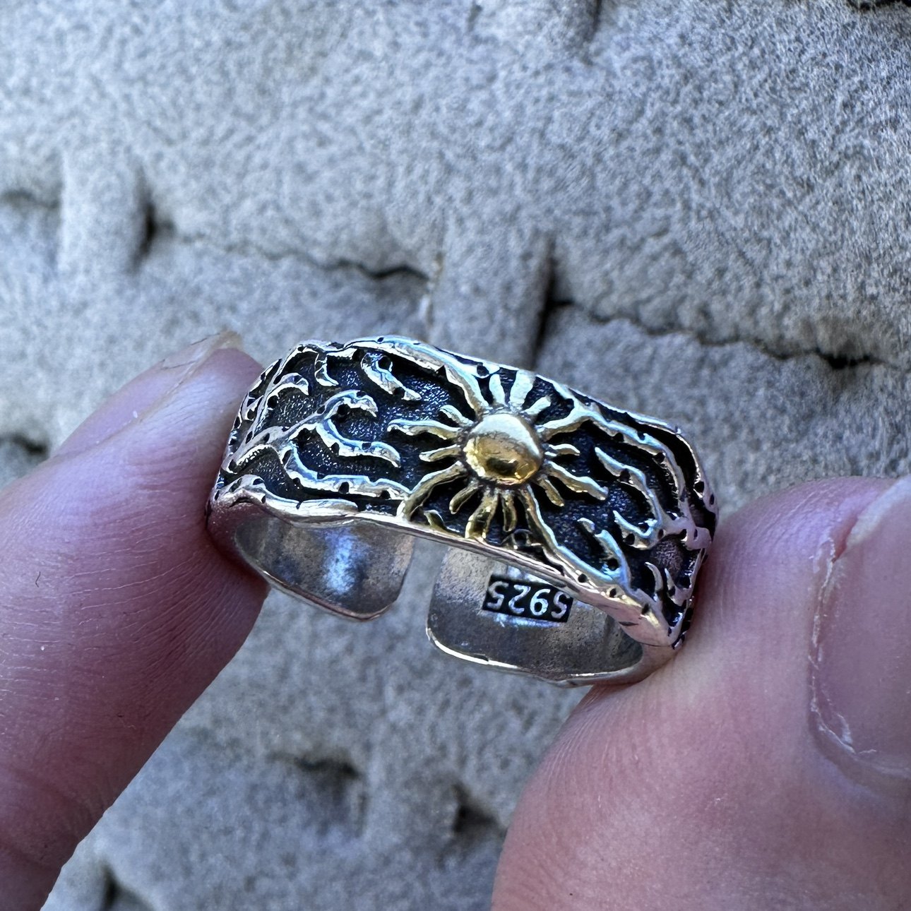 Vintage Vintage Men's Niche Adjustable Ring With An Open Mouth