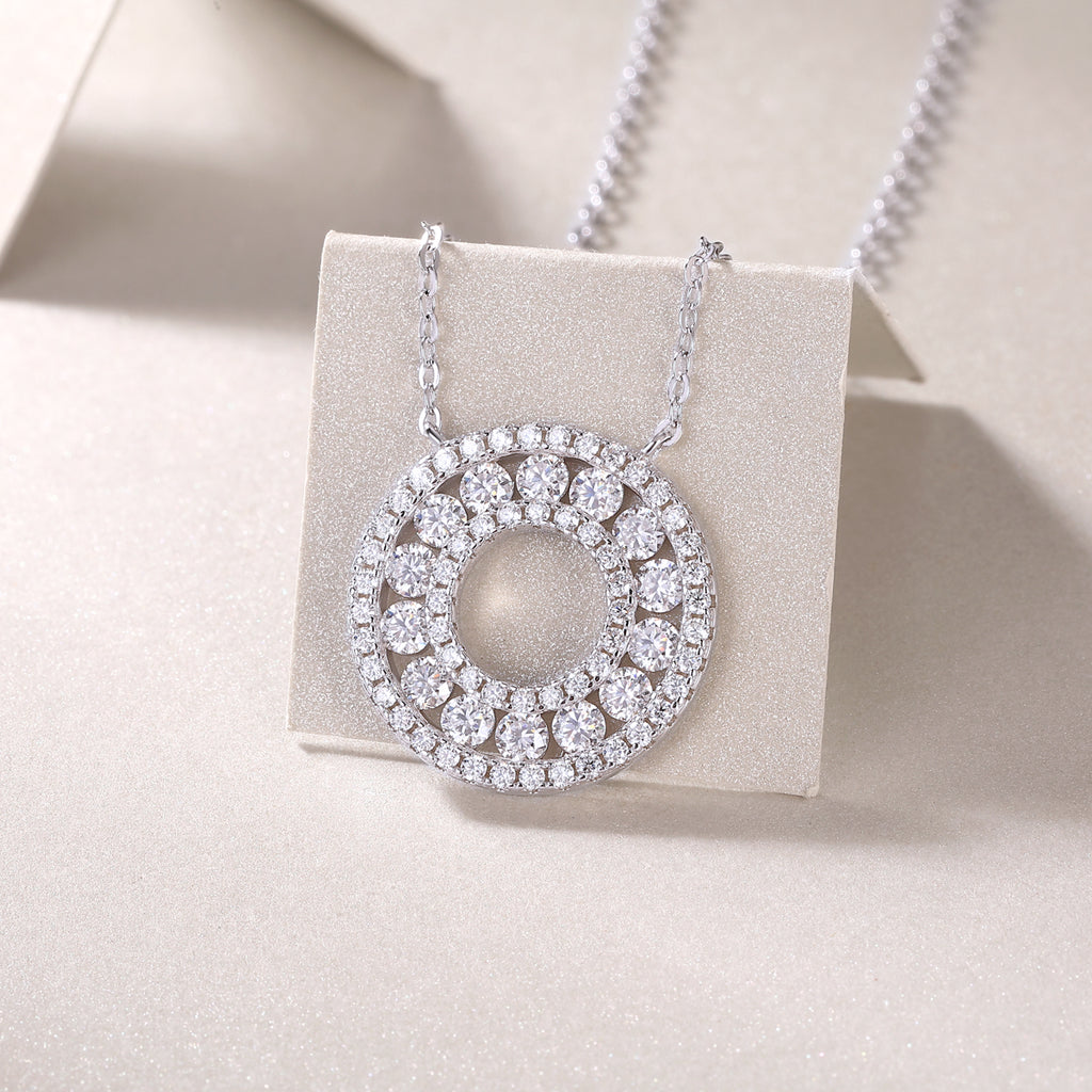 Reciprocating - Set With Top-quality Moissanite, Fashionable And Light Luxury Jewelry, Silver Pendant Necklace S925, Silver Plating, Platinum, Gold, Rose Gold