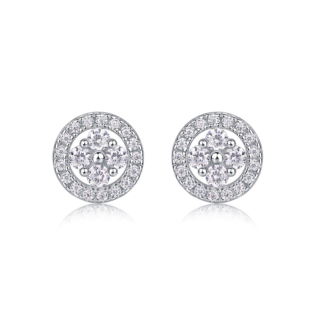 Moonlit Night Silver Osmanthus - Earrings Set With Top-quality Moissanite S925 Silver And Platinum-plated Stud Earrings, A Fashionable And Trendy Accessory, Can Be Tested With A Diamond Pen