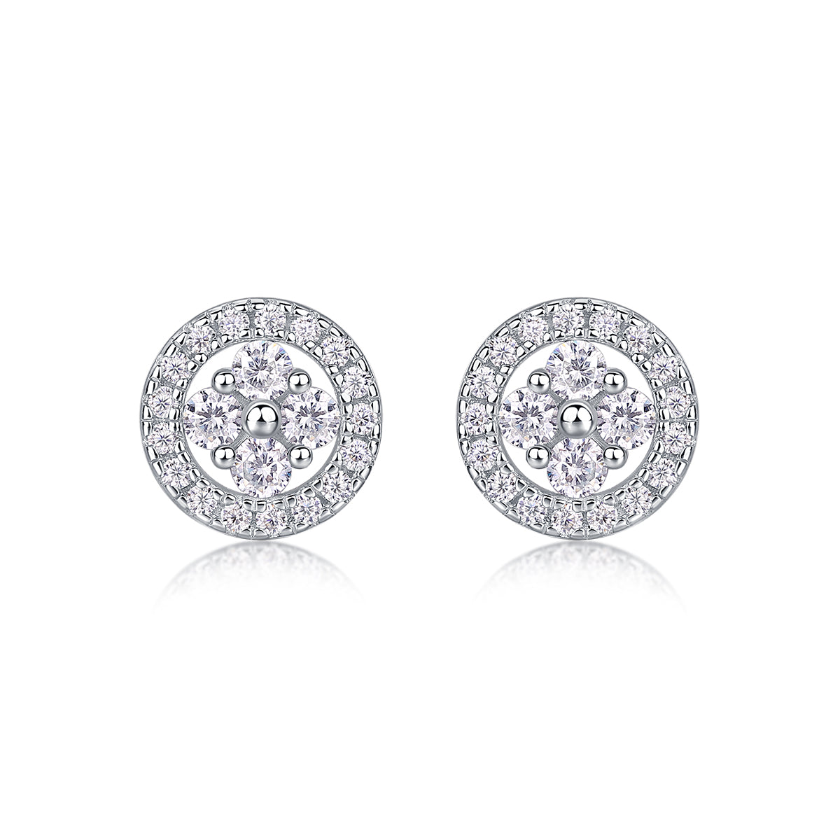 Moonlit Night Silver Osmanthus - Earrings Set With Top-quality Moissanite S925 Silver And Platinum-plated Stud Earrings, A Fashionable And Trendy Accessory, Can Be Tested With A Diamond Pen