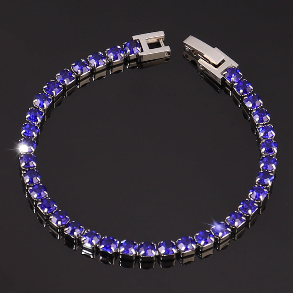 Stainless Steel 4mm Zircon Tennis Bracelet In Multiple Colors