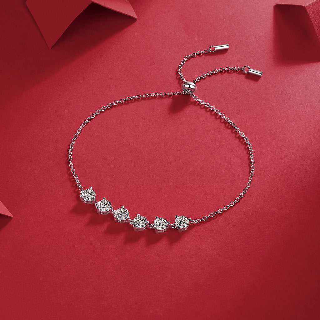 Dreamy Beauty Permeates - A Fashionable And Light Luxury Jewelry Silver Bracelet And Bracelet Set With Top-quality Moissanite, S925 Silver-plated Platinum