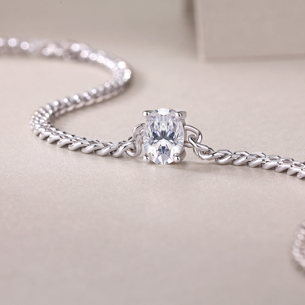 Breakthrough - Set With Top-quality Moissanite, Fashionable And Light Luxury Jewelry Silver Bracelet S925, Silver-plated Platinum