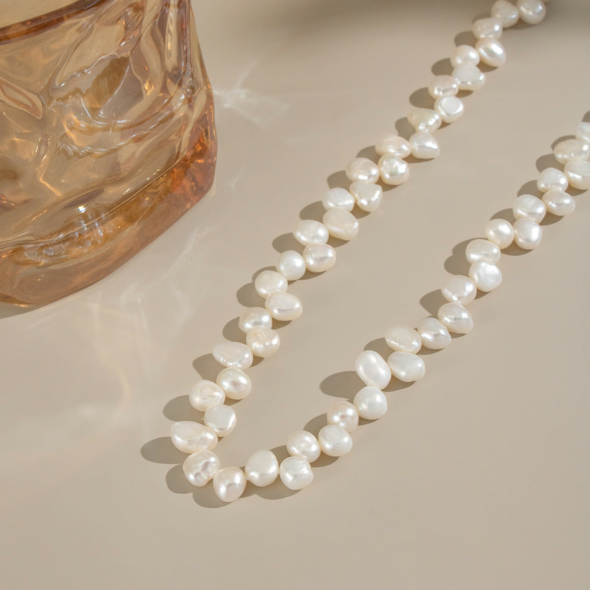 Retro Natural Baroque Freshwater Pearl Beaded Necklace