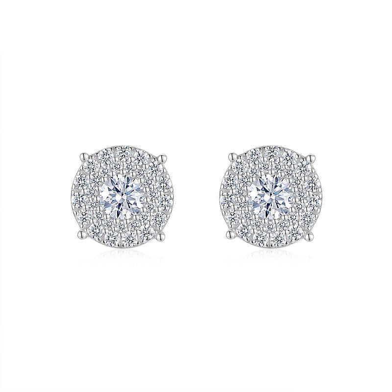 0.5-carat Luxury And Fashionable Light Luxury Jewelry Stud Earrings Set With Top-quality Moissanite, S925 Silver-plated Platinum