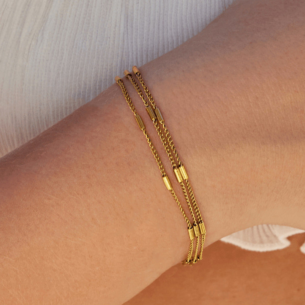 Stainless Steel Plated Minimalist Multi-Layer Bracelet