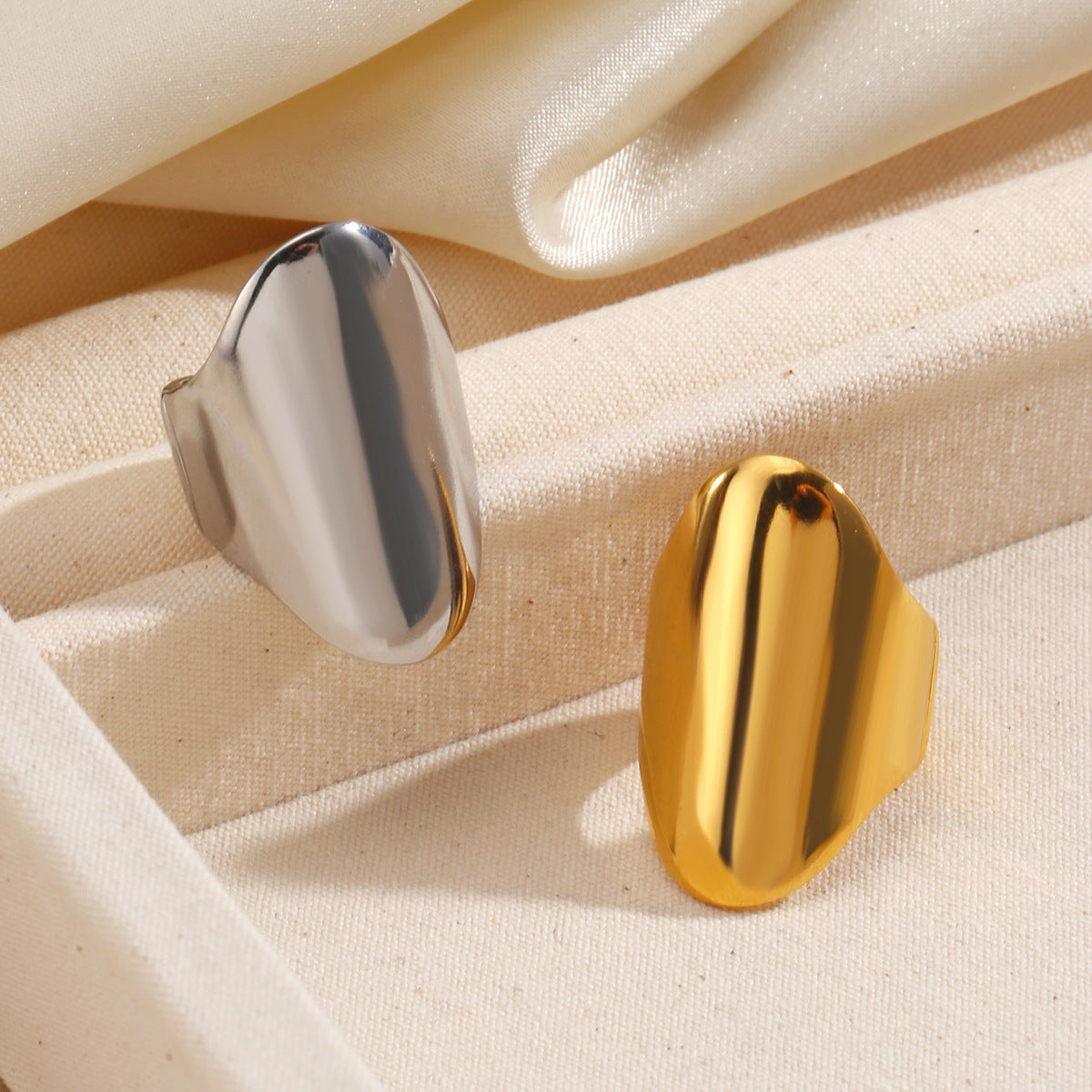 Stainless Steel Simple Style Exaggerated Thick Ring Personality
