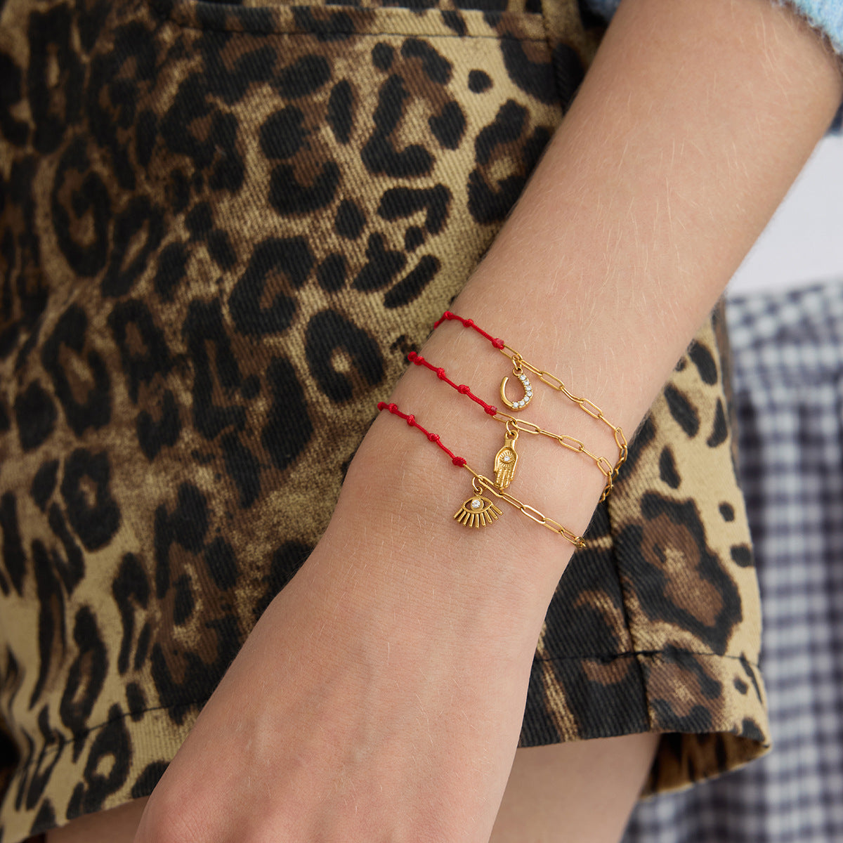 White Rhinestone Red Cord Braceletluxury Understated And Premium