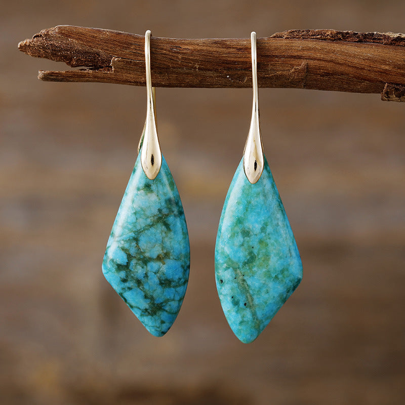 High-quality, Light-luxury Teardrop Natural Phoenix Stone Drop Earringstrendy European And American-style Vintage Jewelry From TEMU Thats Flying Off The Shelves