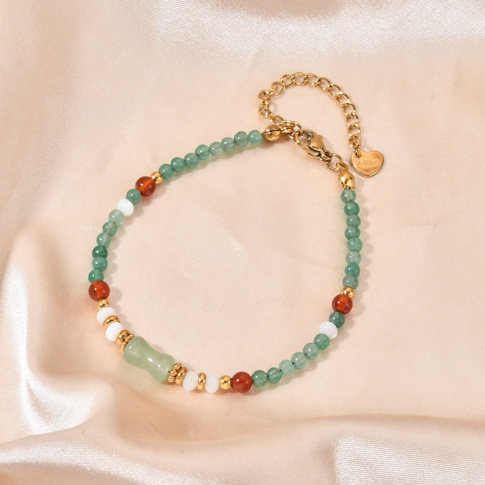 Glass Crystal And Colorful Natural Stone Bead Bracelet